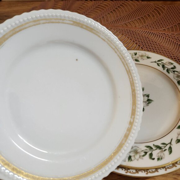 4- Mismatched Fine China Dessert Cake Plates ~6" Gold Accents Porcelain Eclectic - Picture 4 of 5